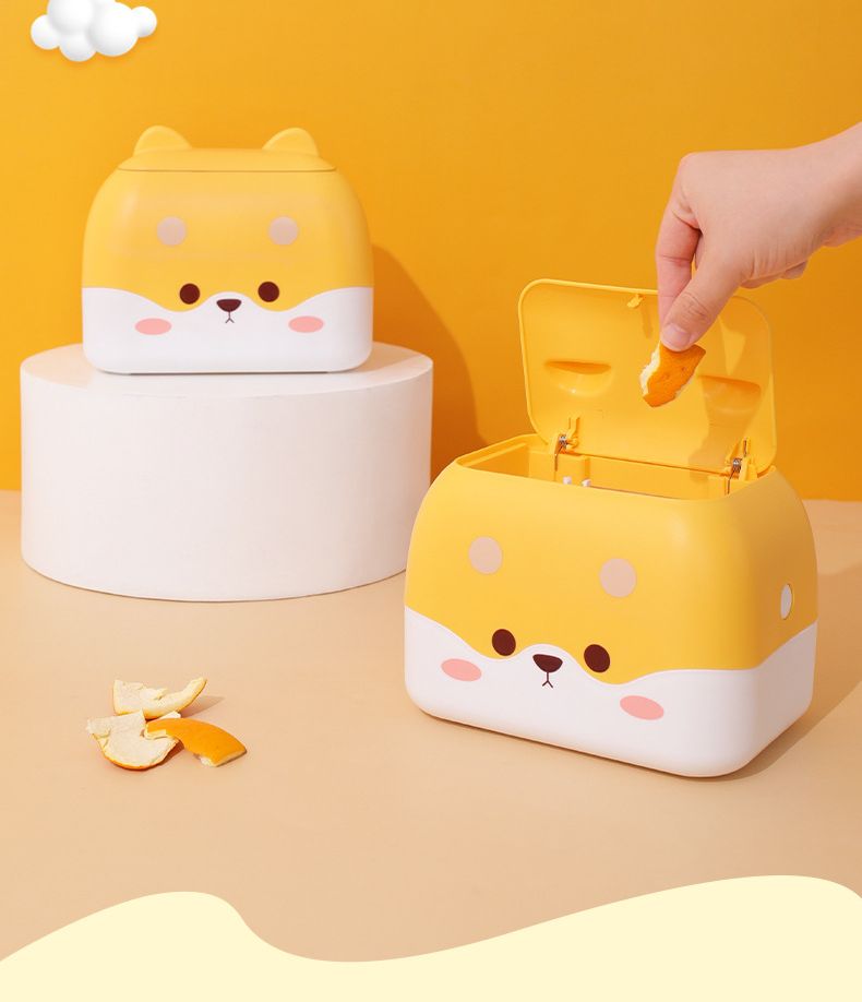 Cute Trash Bin Mini Cute Dog Waste Can Home Office Desktop Garbage Can