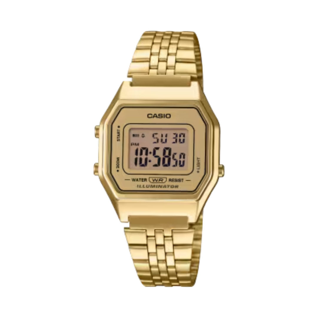 Casio Women's Digital Gold Dial Watch, LA680WGA Series