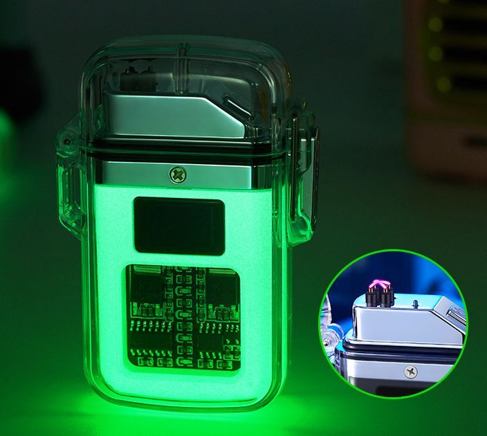 Electric Lighter Dual Arc Waterproof Rechargeable Lighter With Battery Indicator
