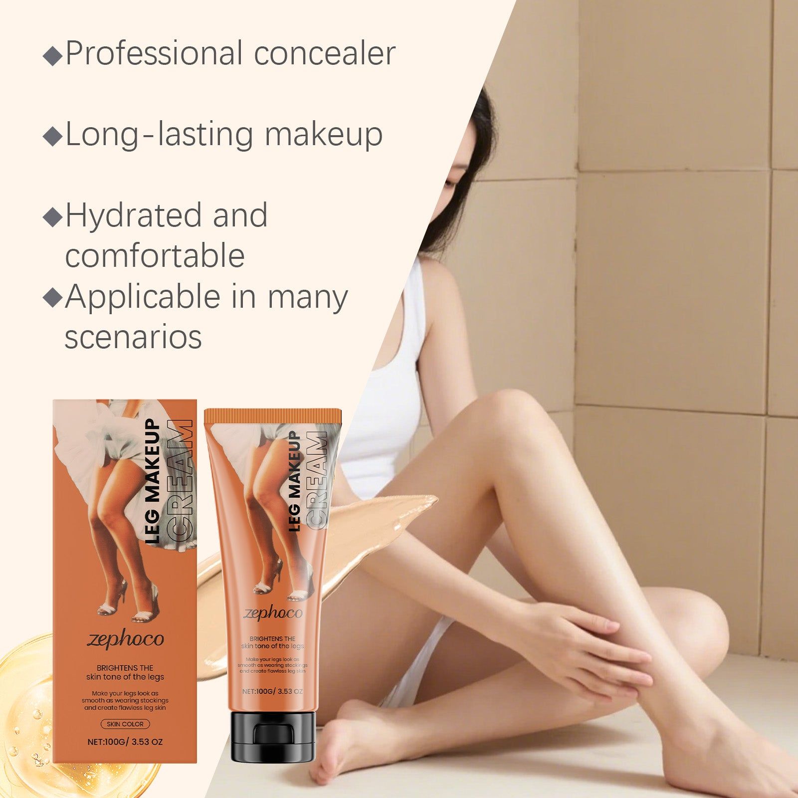 Brighten and Conceal Legs, Long-Lasting, Natural, Skin-Friendly Foundation ,100g