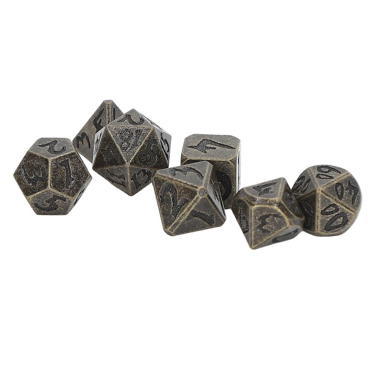 7pcs Polyhedral Dice Clear Numbers Hand Polished Portable Metal Dice Game Dice For Party Board Game