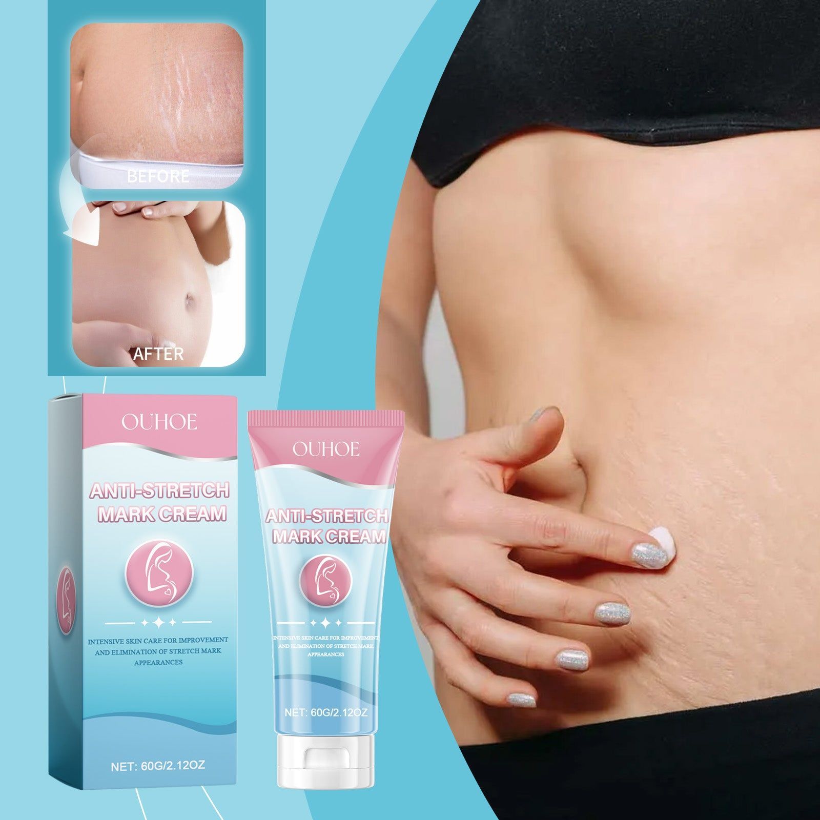 Pregnancy Care Cream for Smooth Skin, Scar Repair, Moisturizing, Postpartum Skin Recovery ,60g