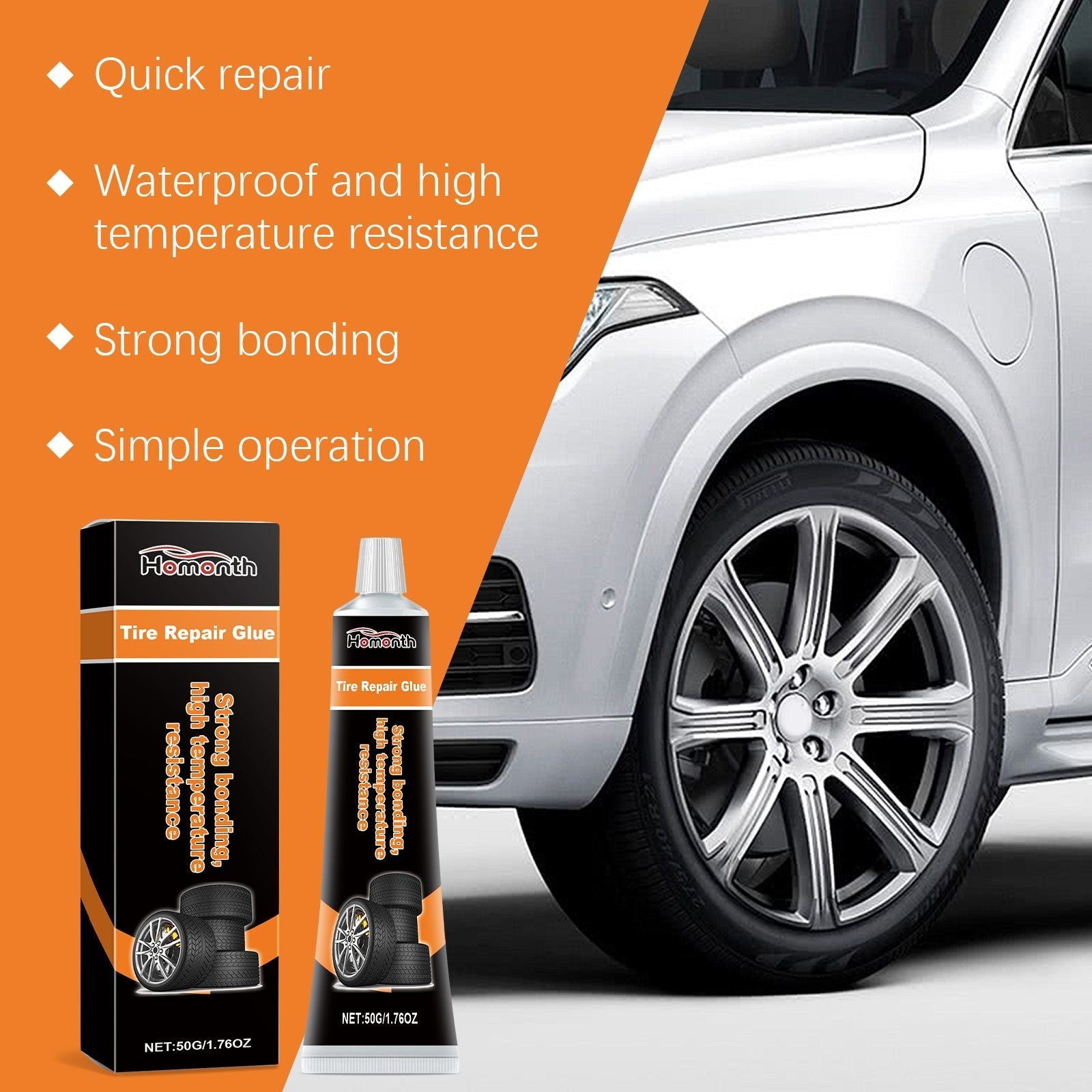 Car Tire Repair Glue, Strong Adhesive for Cracks, Scratches, and Punctures ,50g