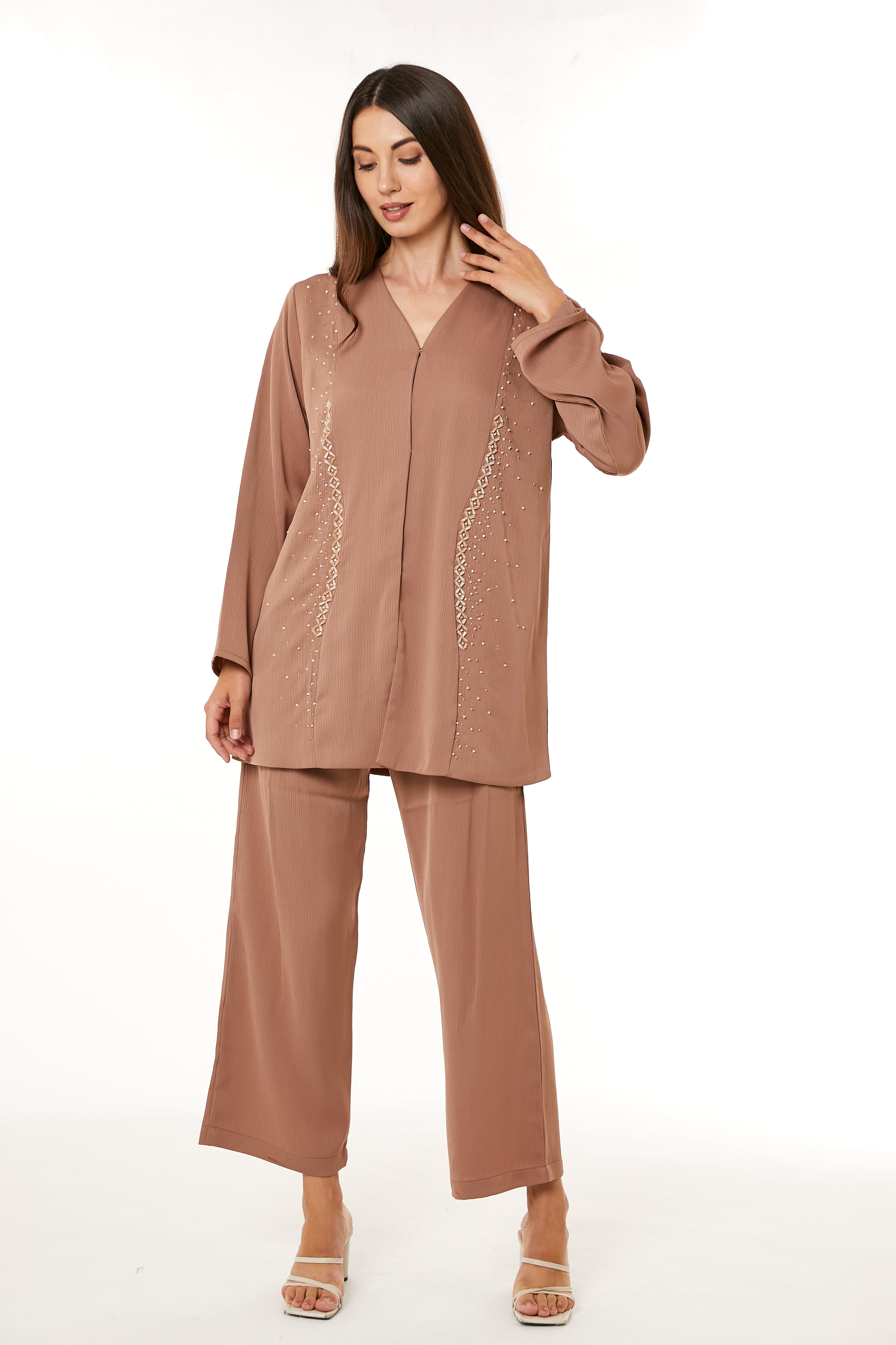 Brown Zoom Top and Pants Set