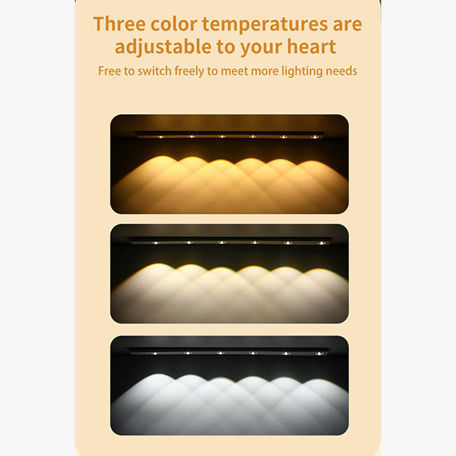 60/80/100CM Ultra Thin Nightlight Lamp - PIR Motion Sensor LED Cabinet Lighting, USB Rechargeable for Kitchen & Cabinets