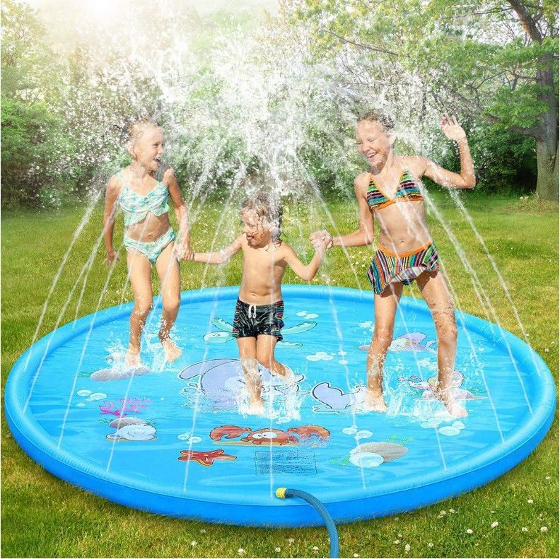 68 inch Kids Sprinkler Pad Splash Play Mat Toddler Water Toys for 3 4 5 6 Years Old