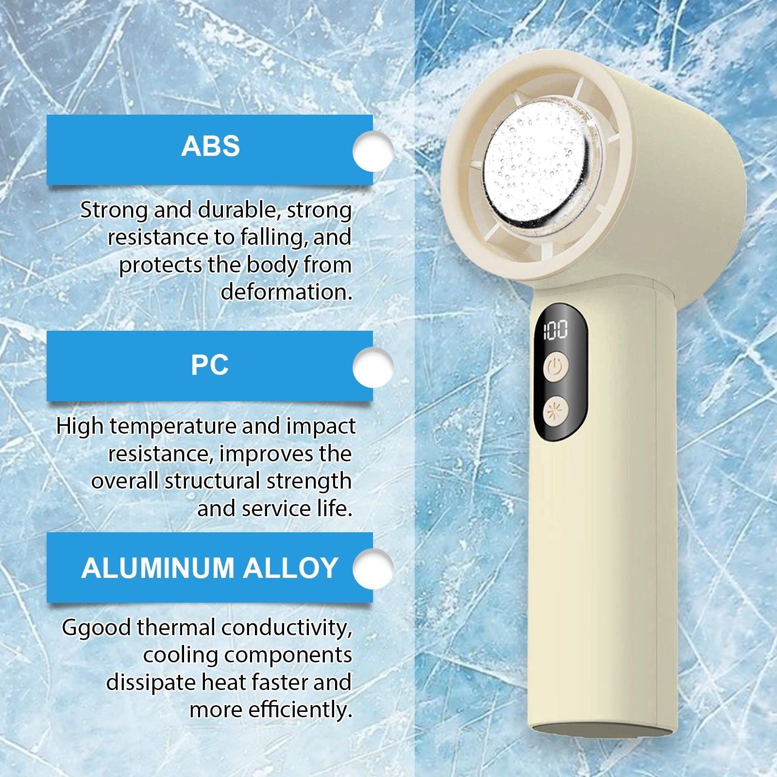 Beige Ice Pack Handheld Fan, Portable Summer Cooling, Household Essentials ,1pcs
