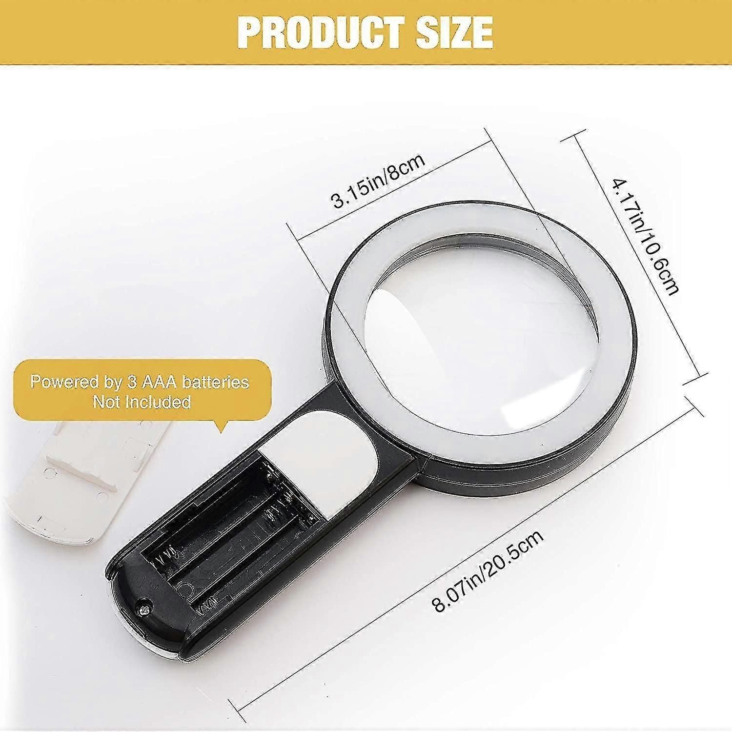 30X Illuminated Magnifying Glass with 18 LED Dual Light Modes - Cold/Warm Light Hands-Free Magnifier for Reading, Crafts & Hobbies