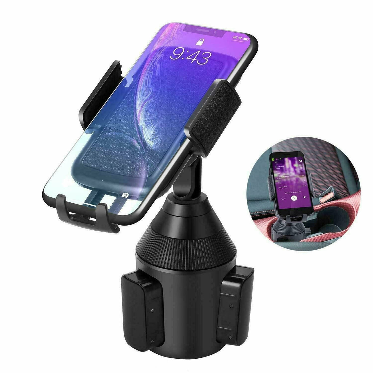 360 Degrees Adjustable Phone Mount Car Cup Holder Stand Cradle Phone Bracket With Smart Release Button