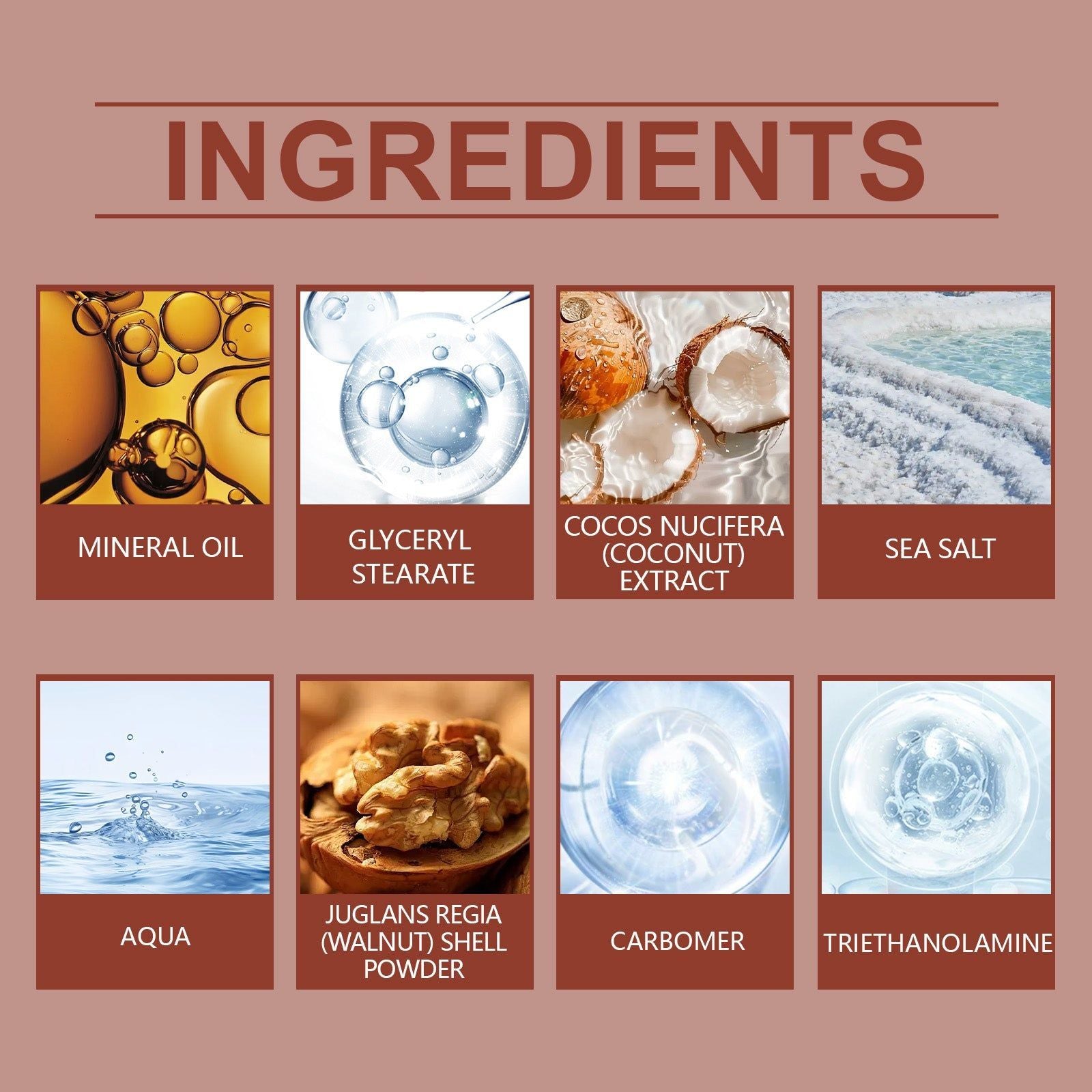 Coconut Sea Salt Body Scrub, Gentle Body Cleansing, Moisturizing, Brightening ,120g