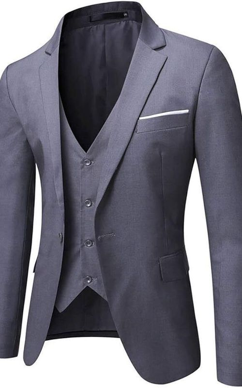 Gray Coat Pant Vest Tuxedo, Elegant Formal Attire for Weddings, Ideal Gift