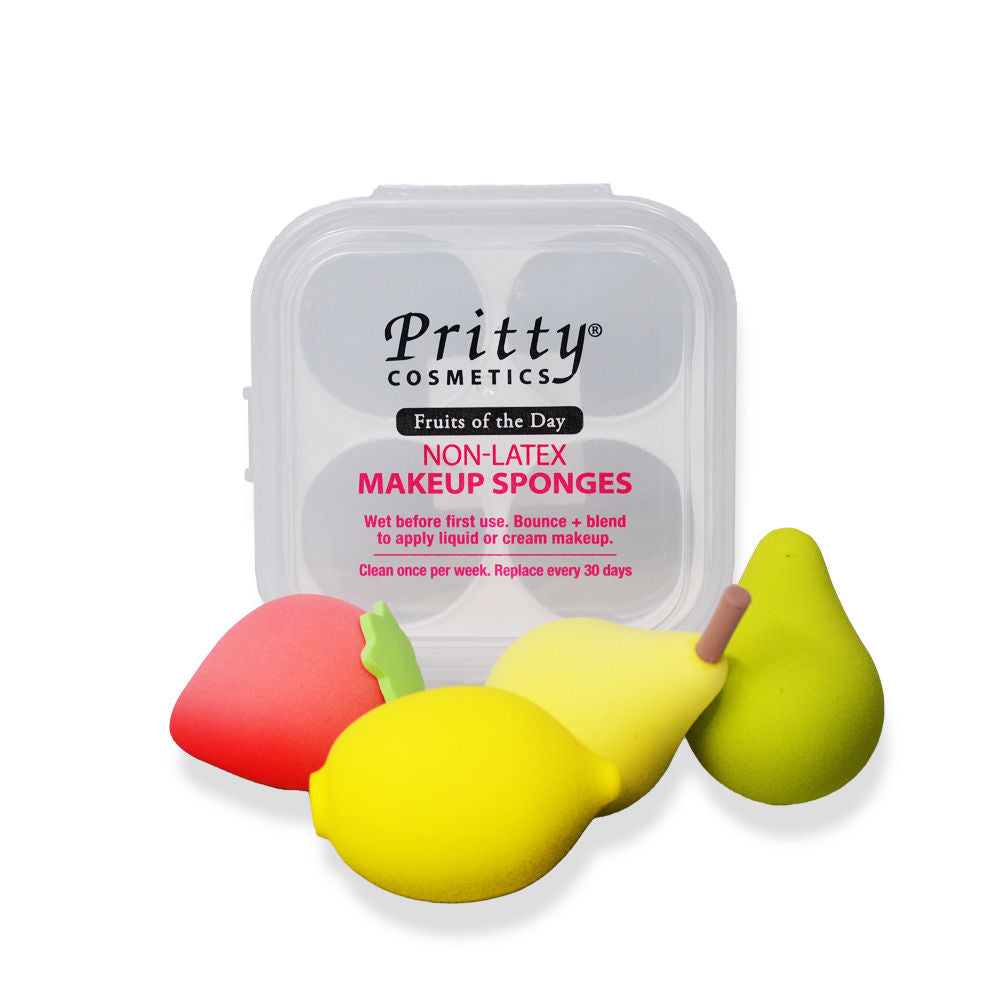 Pritty Makeup Sponges Non-Latex Fruit Shape, 4 Pieces/Box