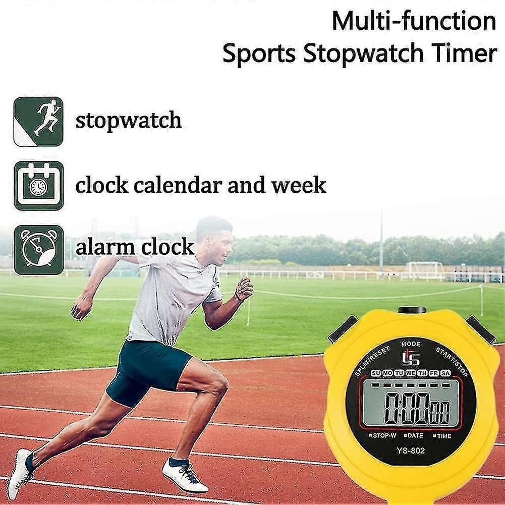 Shockproof Sports Stopwatch With Lap Split Timer Calendar and Clock