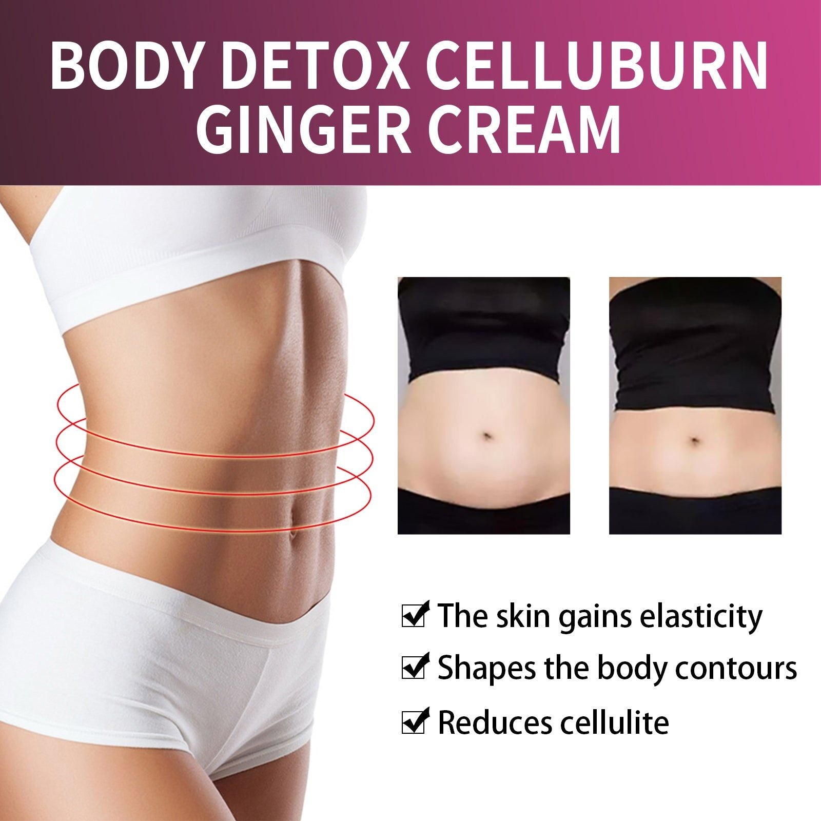 Body Detox Ginger Slimming Heat Cream, Cellulite Reduction, Body Toning ,15g