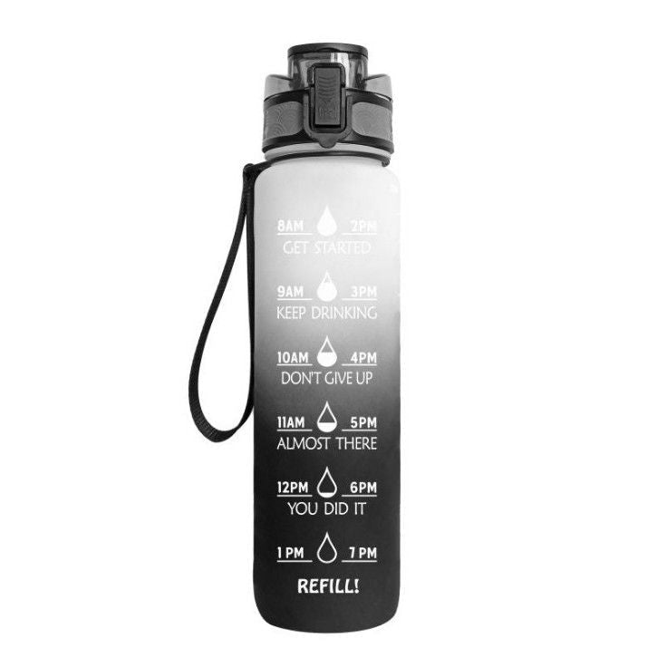 Sports Water Bottle With Time Marker BPA Free Water Jug 1000ml
