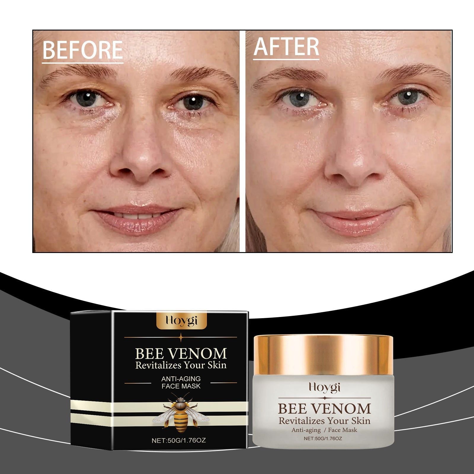 Bee Venom Brightening Mask, Anti-Aging, Moisturizing, Skin Firming, Radiance Boost ,50g