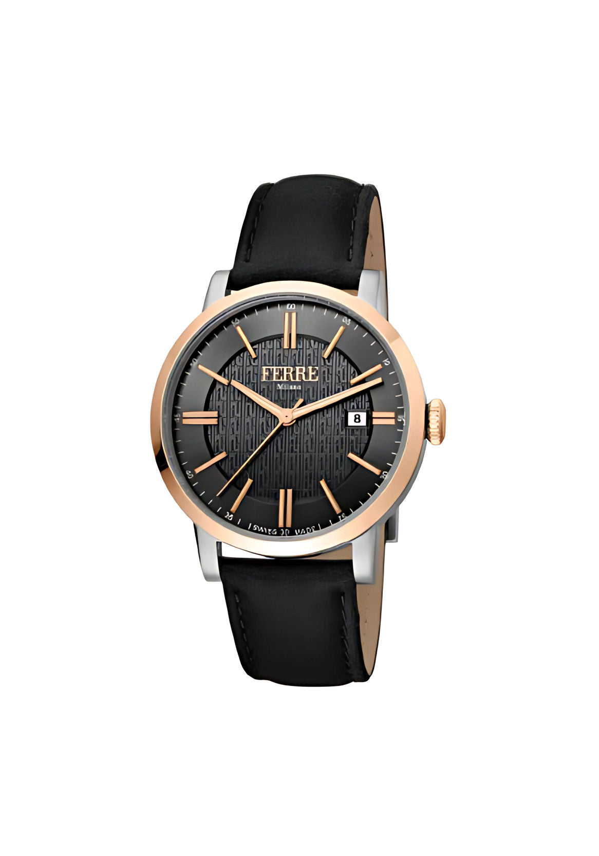 Ferrè Milano Gent watch - GNT 3H LTH BLK FM1G156L0031