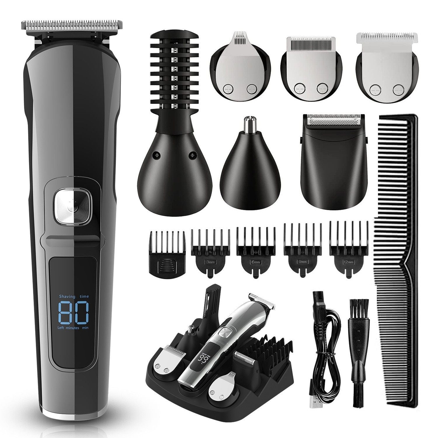 Waterproof Hair Clipper with 5 Combs