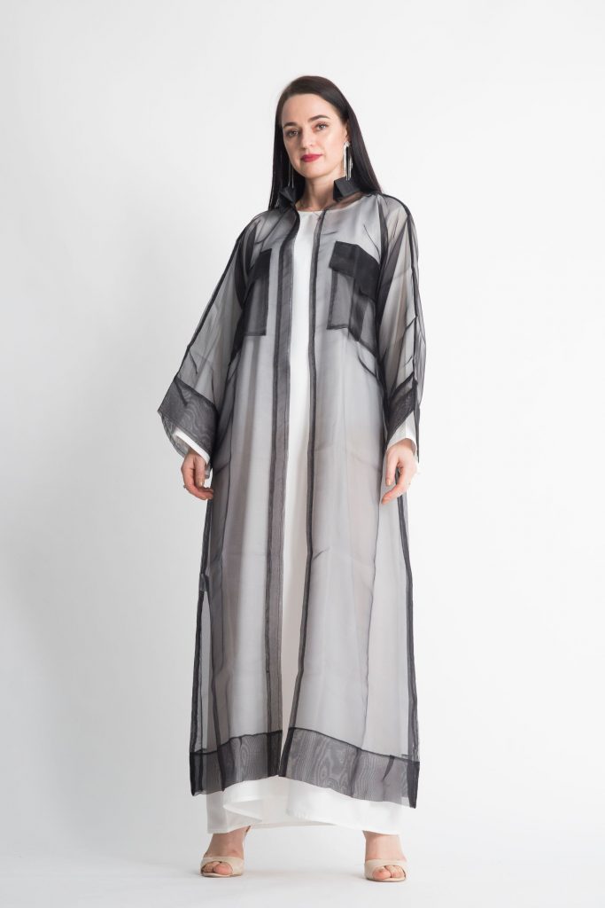 MOiSTREET Long Shirt Style Shear Abaya
