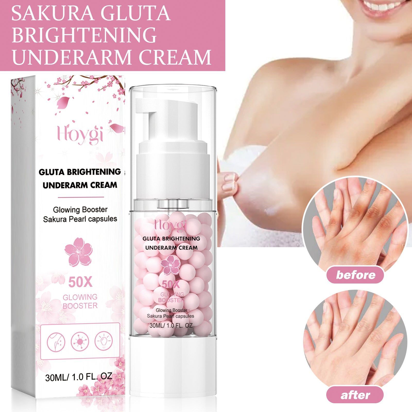 Brightening Skin Underarm Cream, Dark Spot Remover, Moisturizing, Natural Glow ,30ml