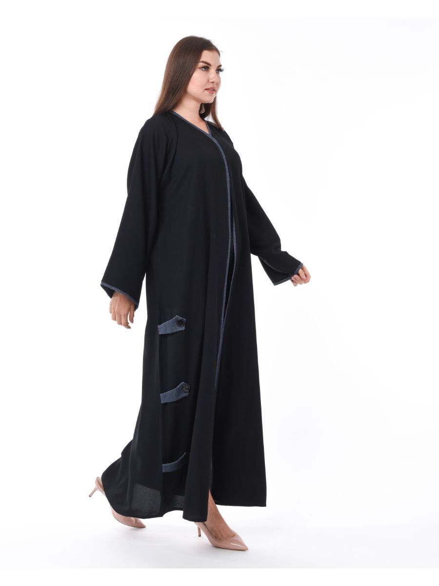 MOiSTREET Black Abaya with blue borders