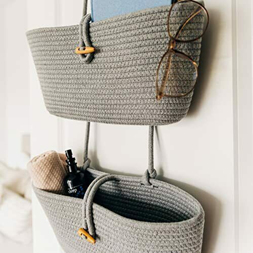 3 Tiers Cotton Rope Woven Wall Hanging Storage Basket Over The Door Hanging Organizer