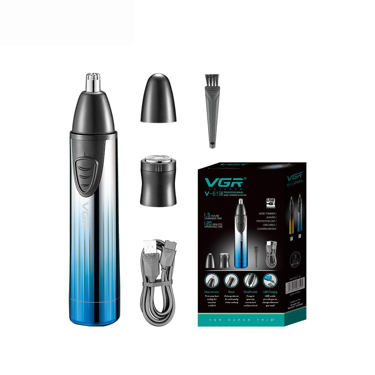 2-in-1 Waterproof Nose Hair Trimmer