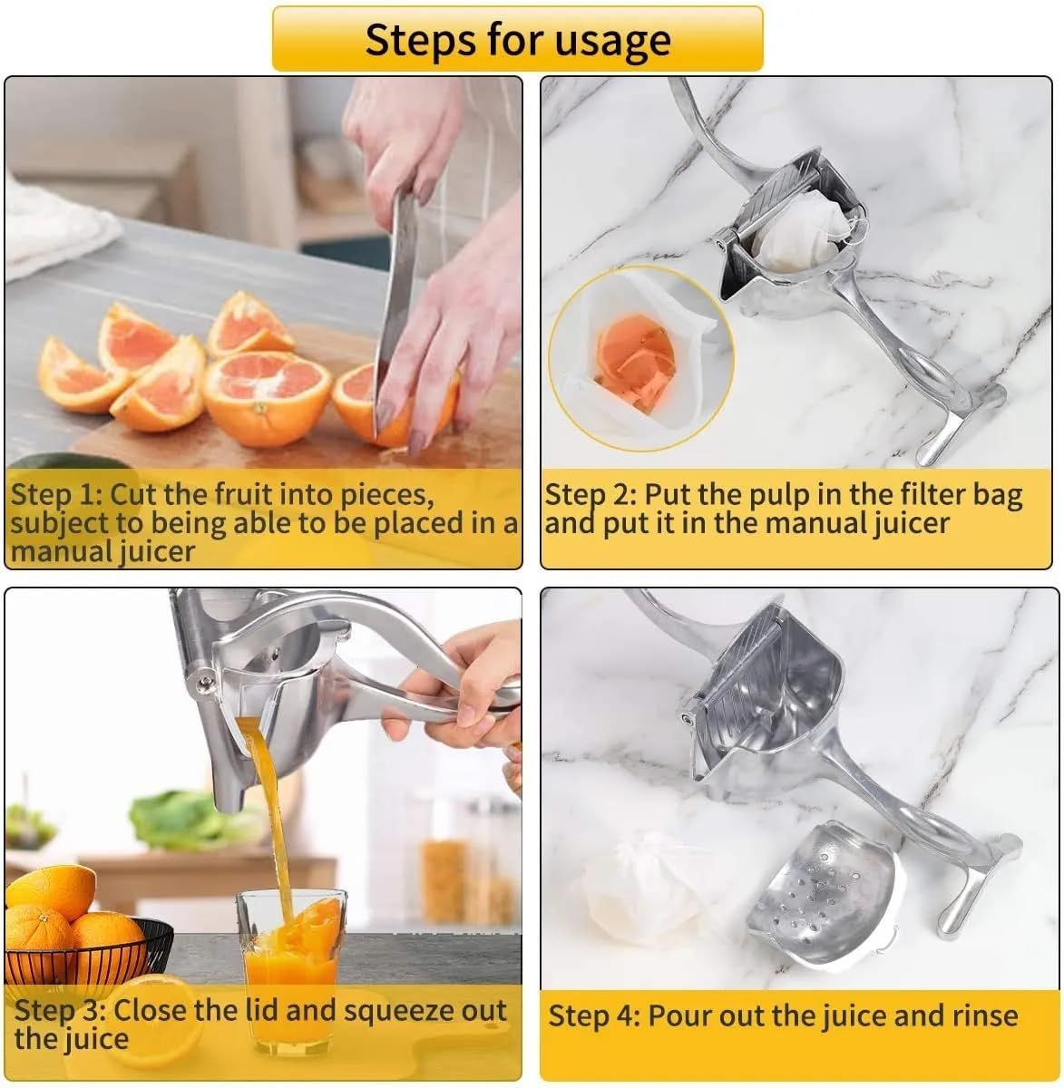 Manual Juicer Fruit Juice Squeezer Hand Press Lemon Orange Squeezer