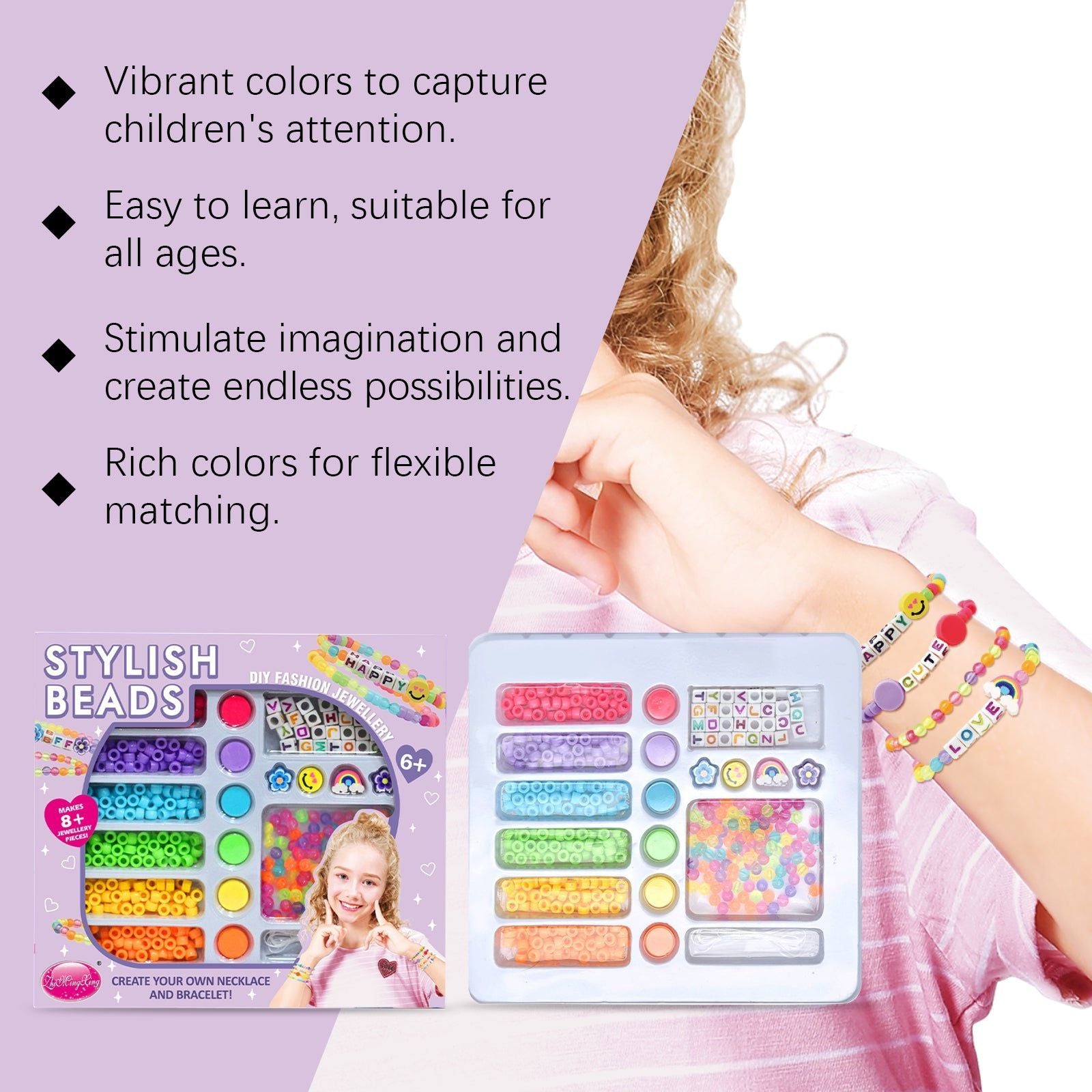Creative DIY Beaded Bracelet Gift Box for Kids, Parent-Child Fun, Safe & Stylish ,1pcs