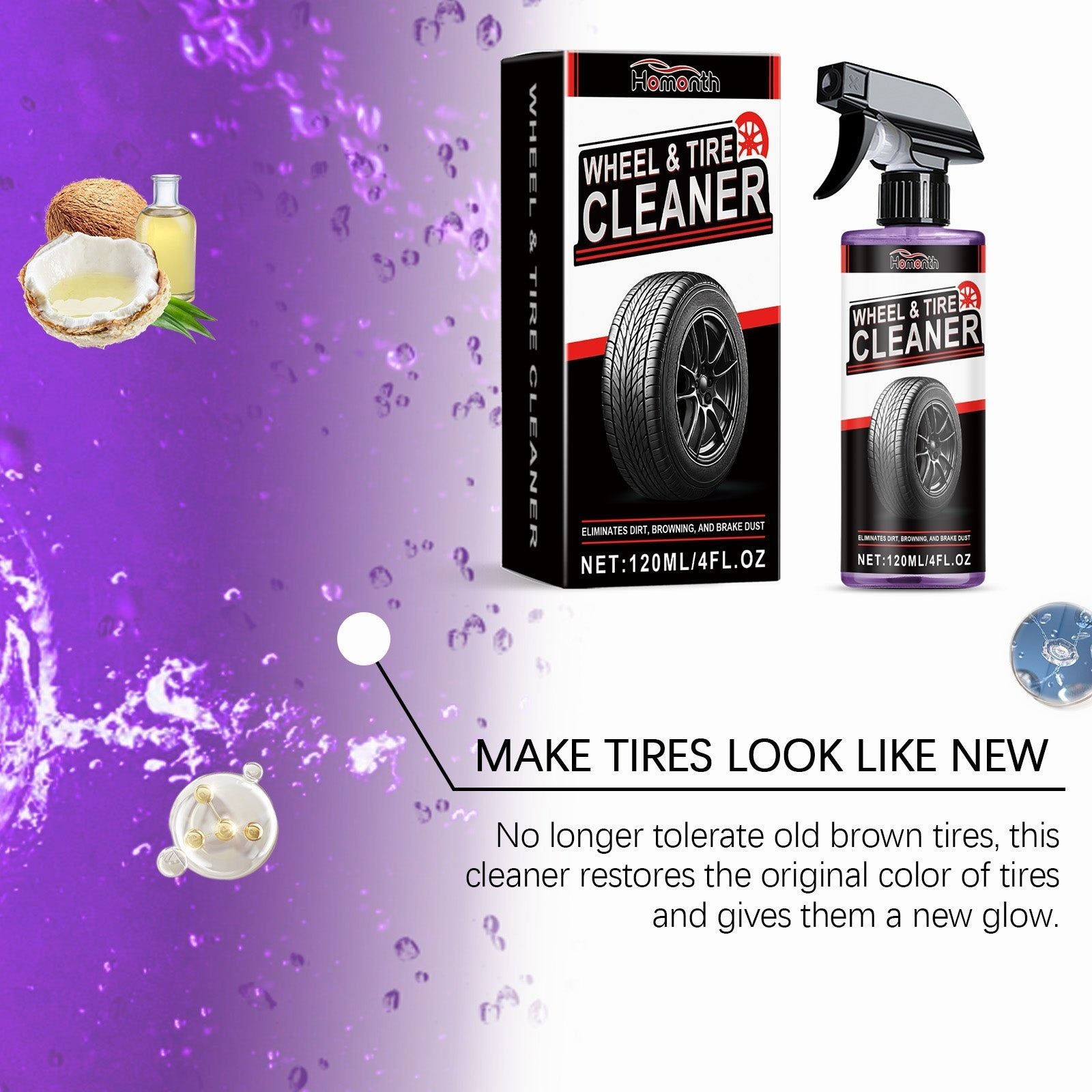 All-Purpose Car Cleaner, Powerful All-Round Cleaning for Wheels, Paint, and Dust ,120ml bottle +1 rag/box