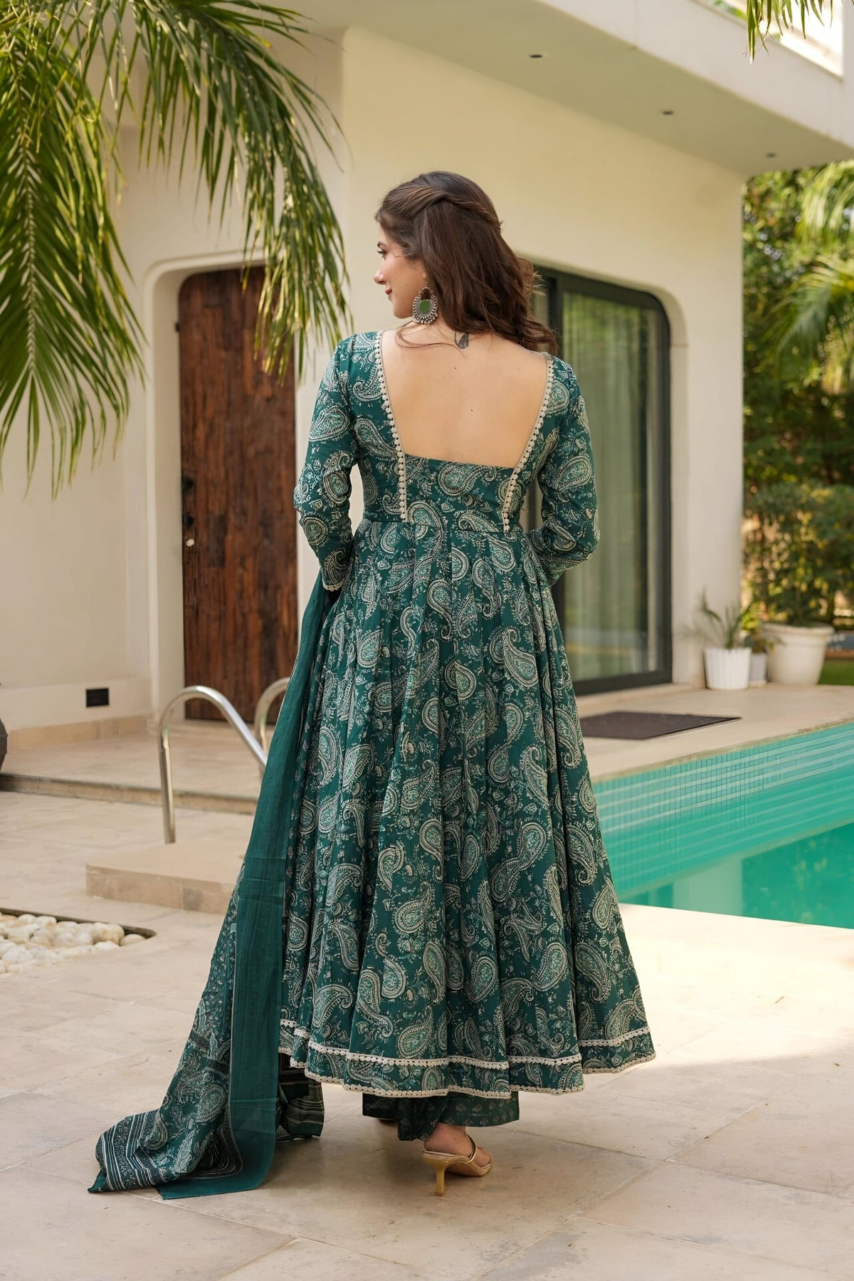 Fab Zone Party Wear Designer Anarkali Suit Set With Digital Print For Women