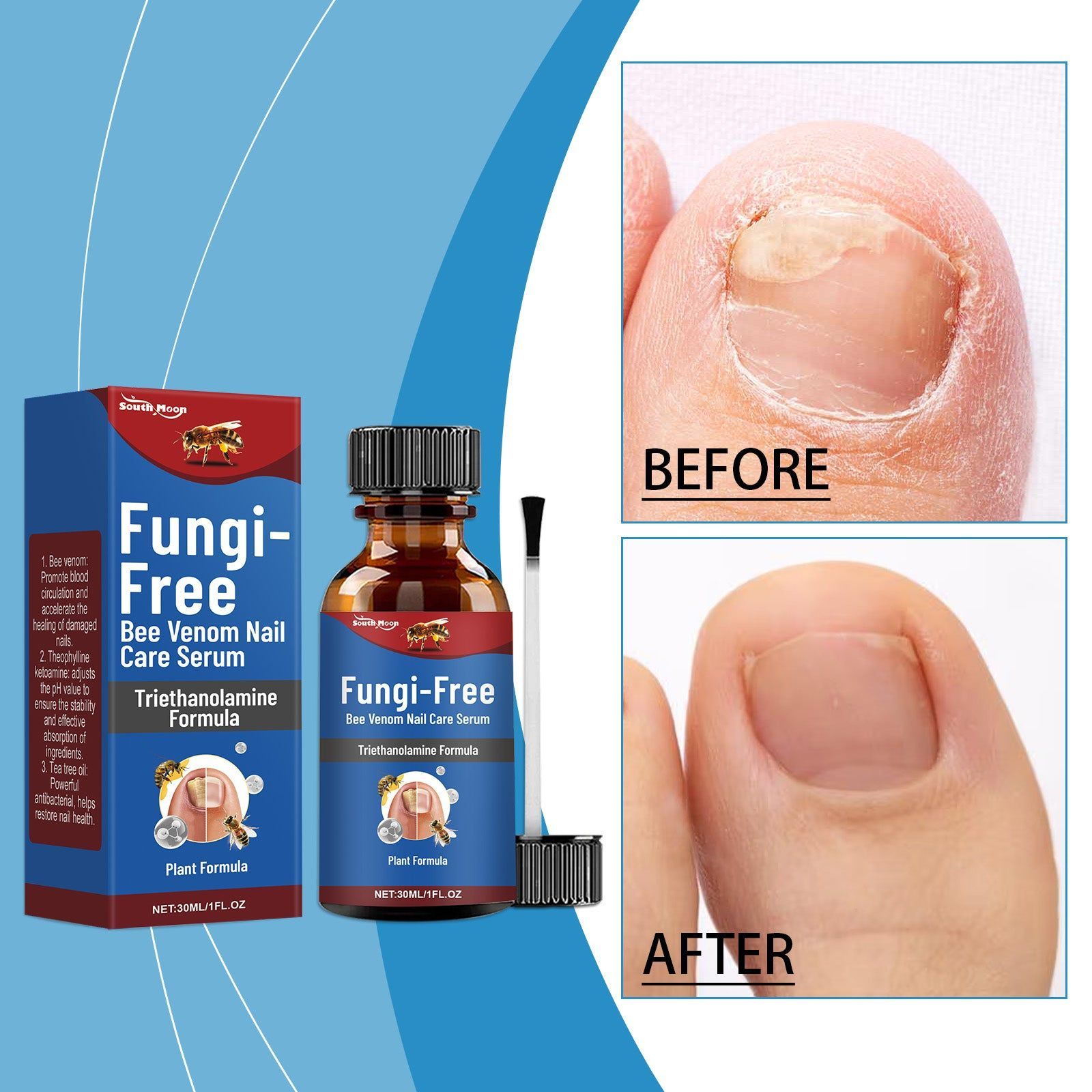 Bee Venom Nail Care Solution, Fungal & Bacterial Clean, Moisturize Nails ,30ml