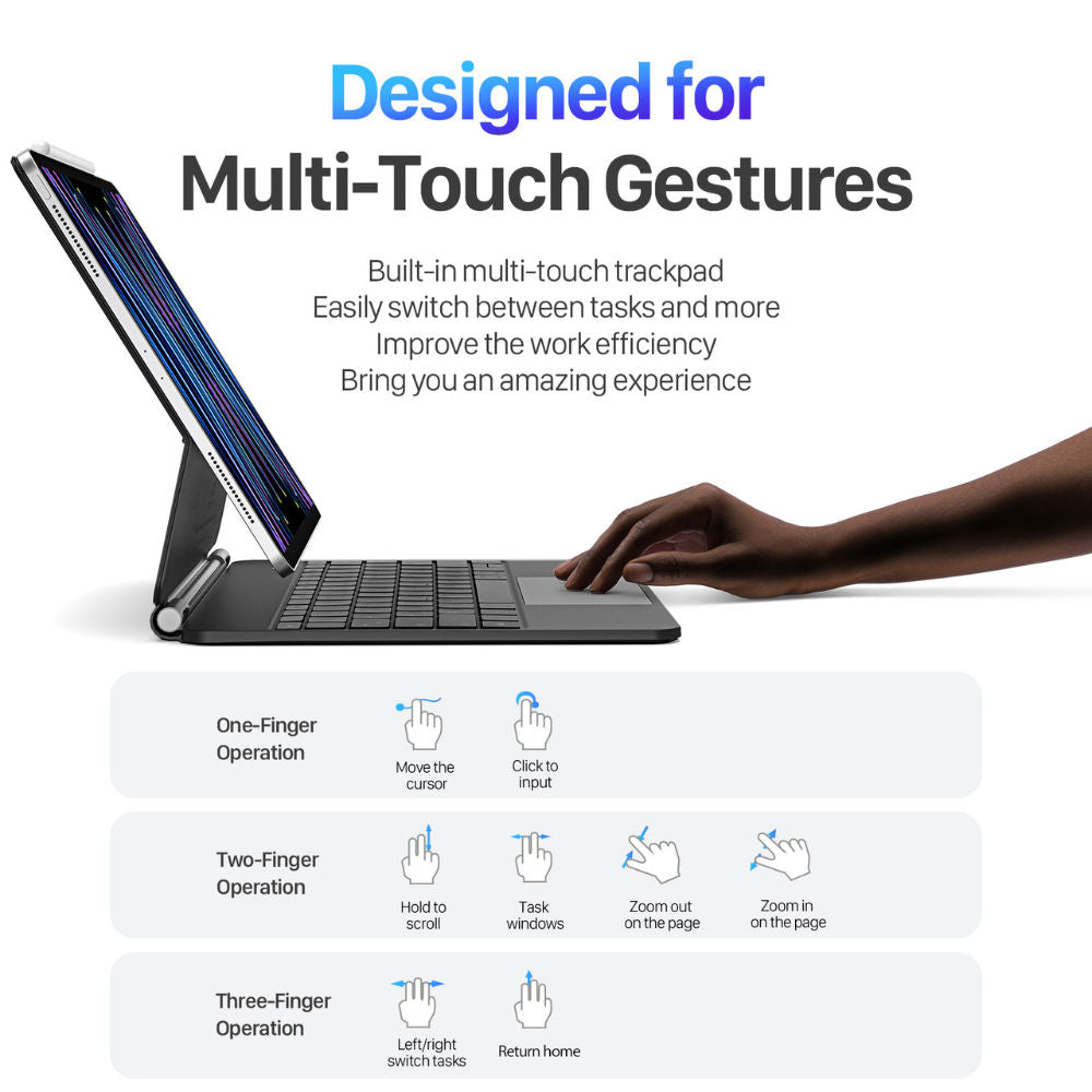 لوحة مفاتيح Infinyty MK-01 Series لأجهزة iPad Air و iPad Pro مقاس 11 بوصة، أسود، العربية-الإنجليزية