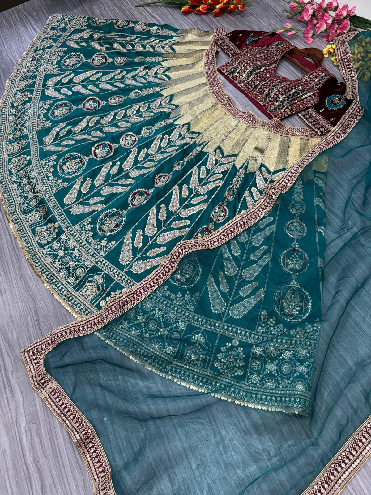 Fab Zone Designer Party Wear Lehenga Choli With Beautiful Thread Work