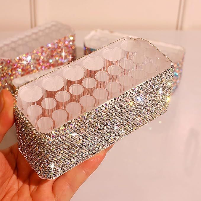 Rhinestone Makeup Brush Holder Pen Organizer Display Stand for Eyebrow Pencils