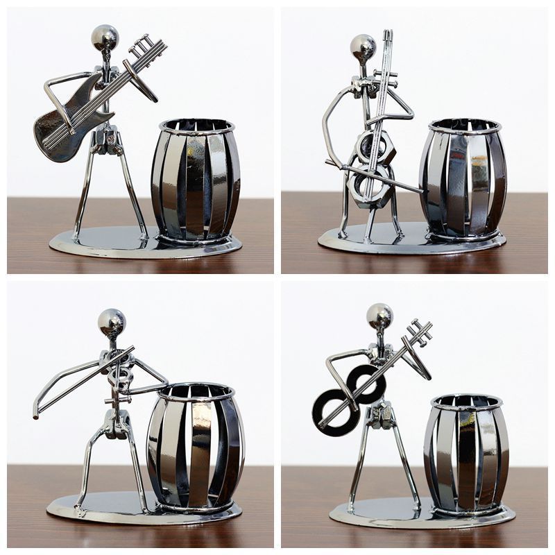 Musician Pattern Pen Holder Iron Art Music Figure Desktop Organizer Home Decoration