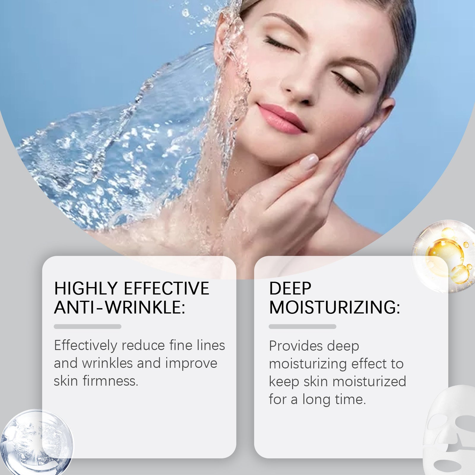 Collagen Facial Mask Box Set, Hydrating, Rejuvenating, Brightening, Anti-Aging, Skin Nourishing ,4 pieces