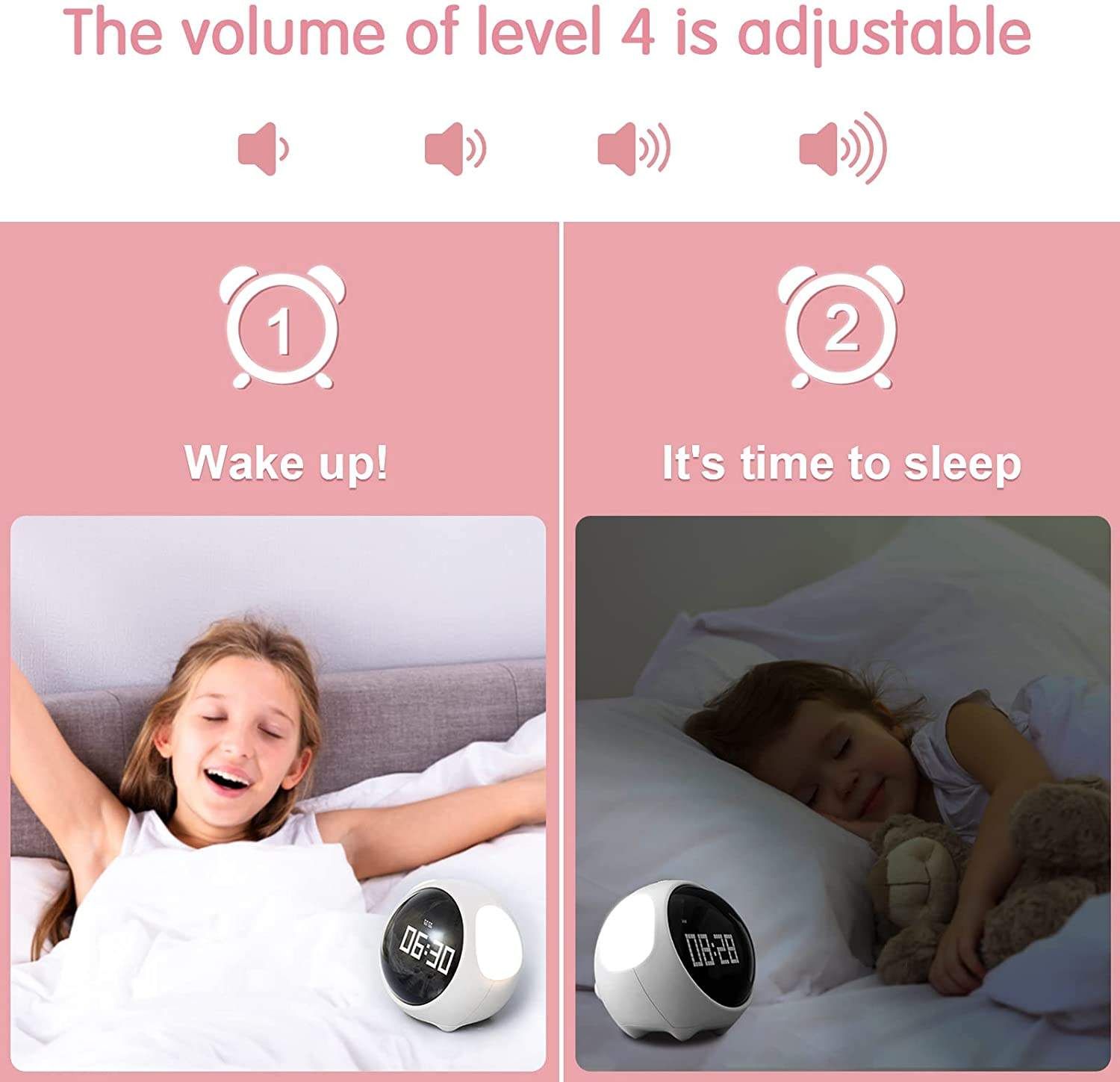 Children Get up Mini Smart Alarm Clock Voice Control Night Light Kids Gift