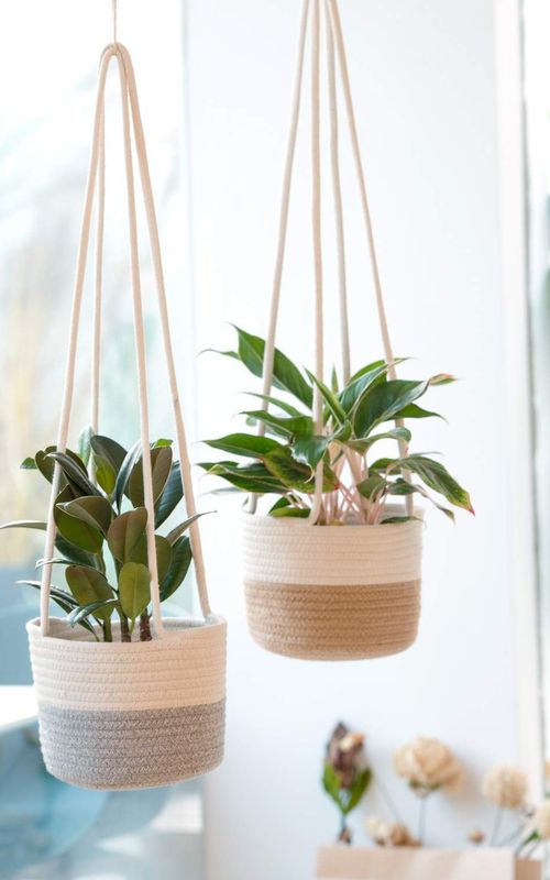 Jute Rope Woven Indoor Plant Hanging Holder For Decor