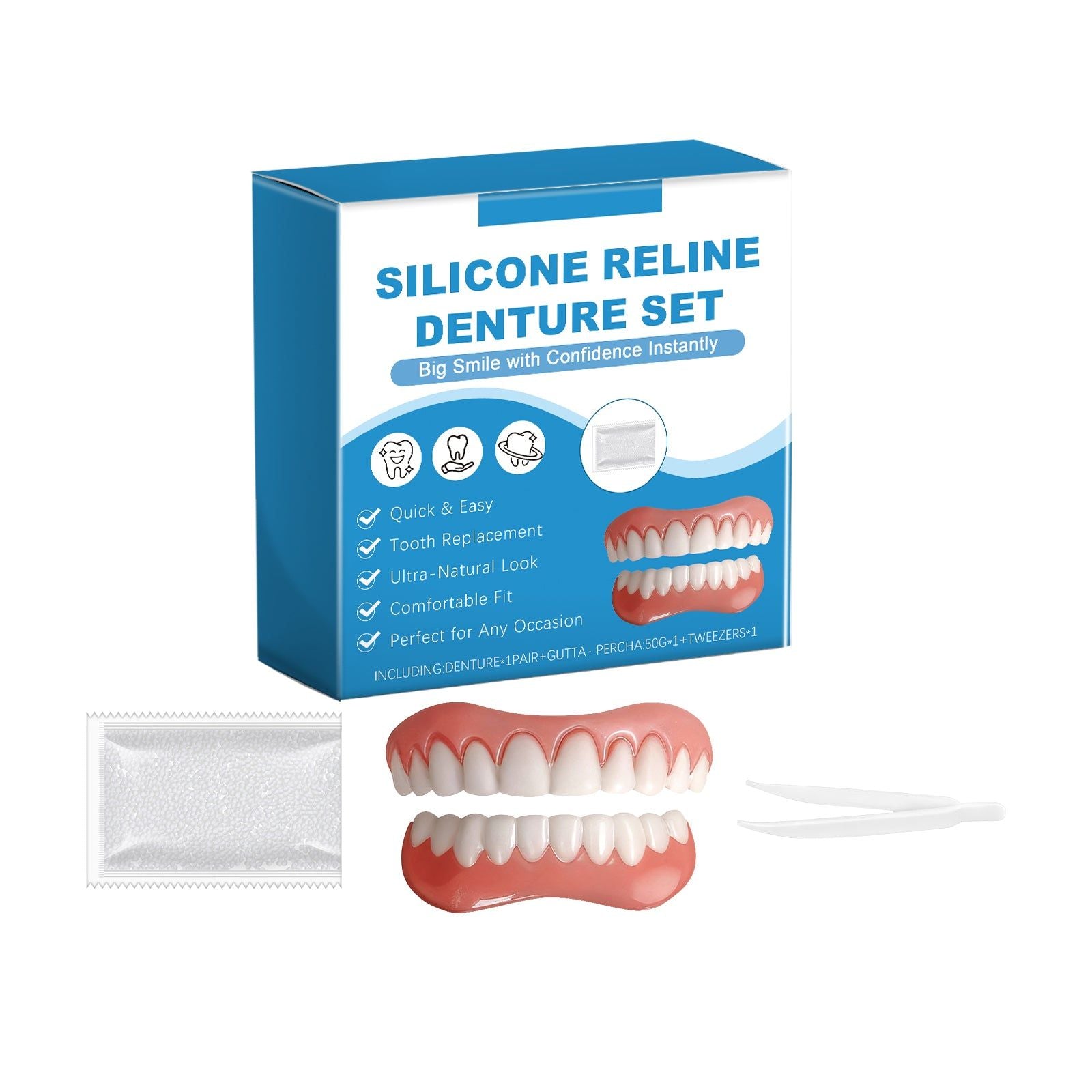 Premium Denture Care Sets, Natural Look, Comfortable Fit, Easy Modification ,1 set