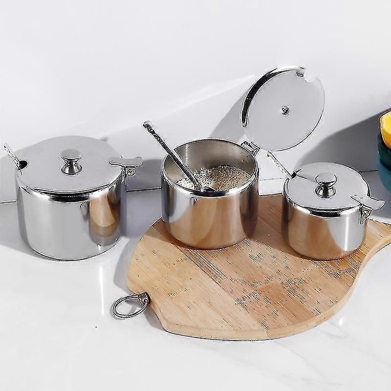 3pcs Sugar Bowl, Sugar Dispenser, Sugar Container Stainless Steel Sugar Bowl With Lid And Sugar Spoon