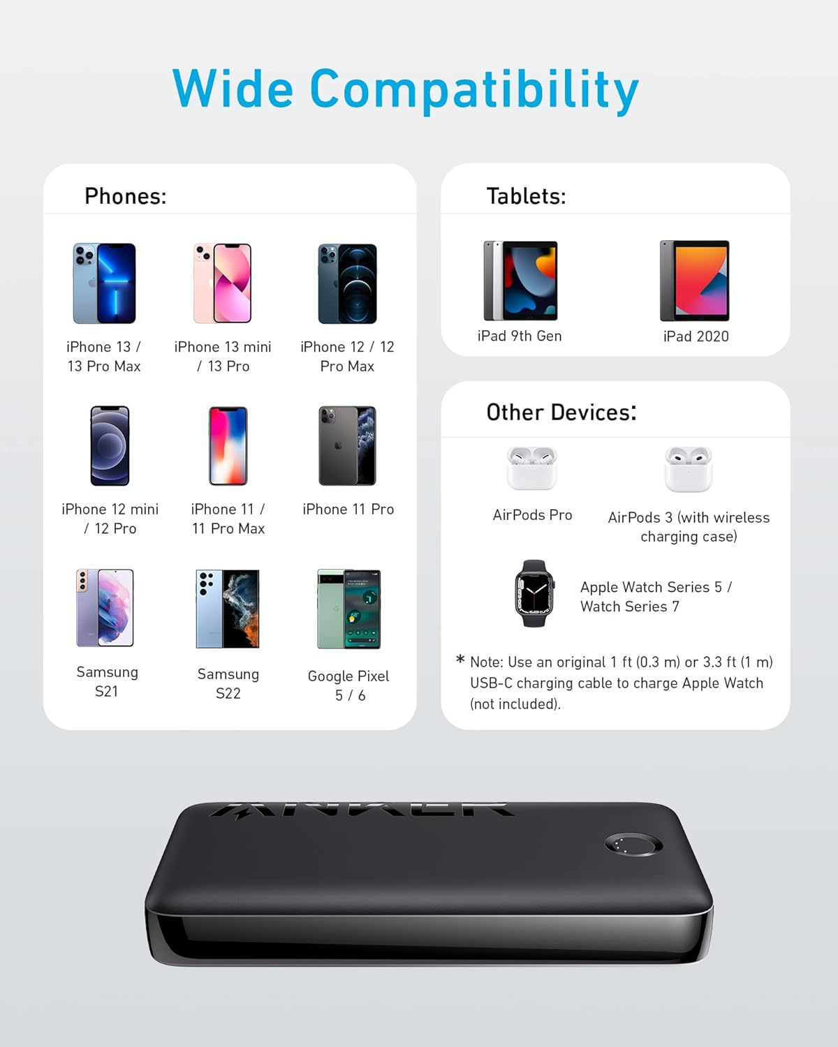 Anker 335 PowerCore 20000mAh Power Bank with 20W PD, Black