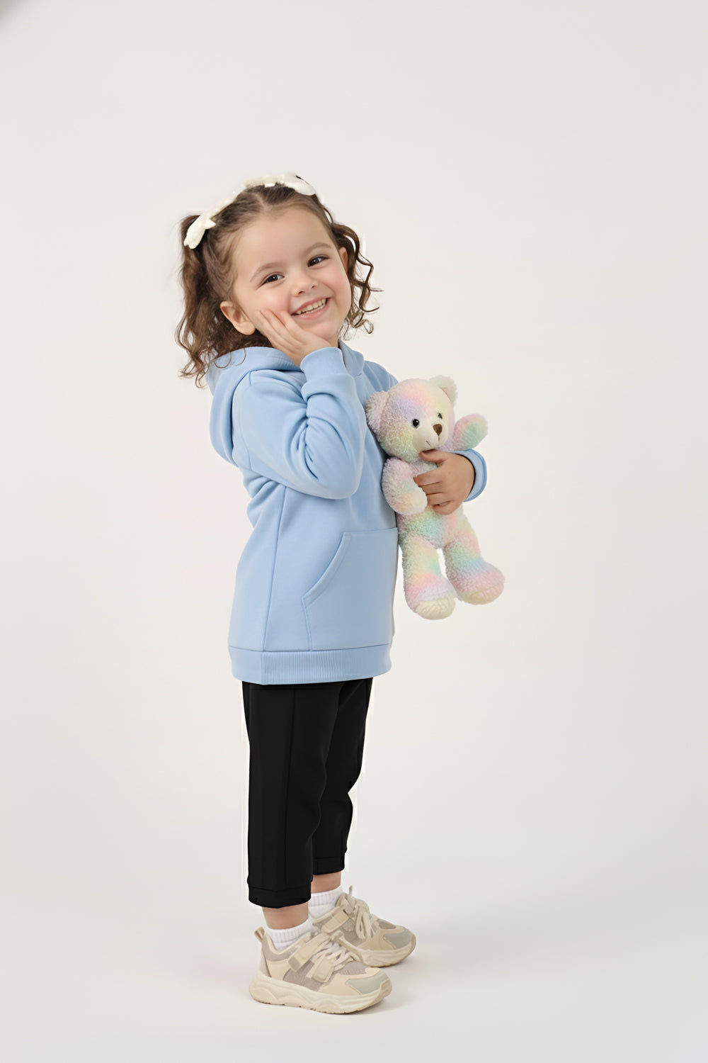 سترة مولو كلاسيكية كبيرة الحجم للأطفال - أزرق فاتح