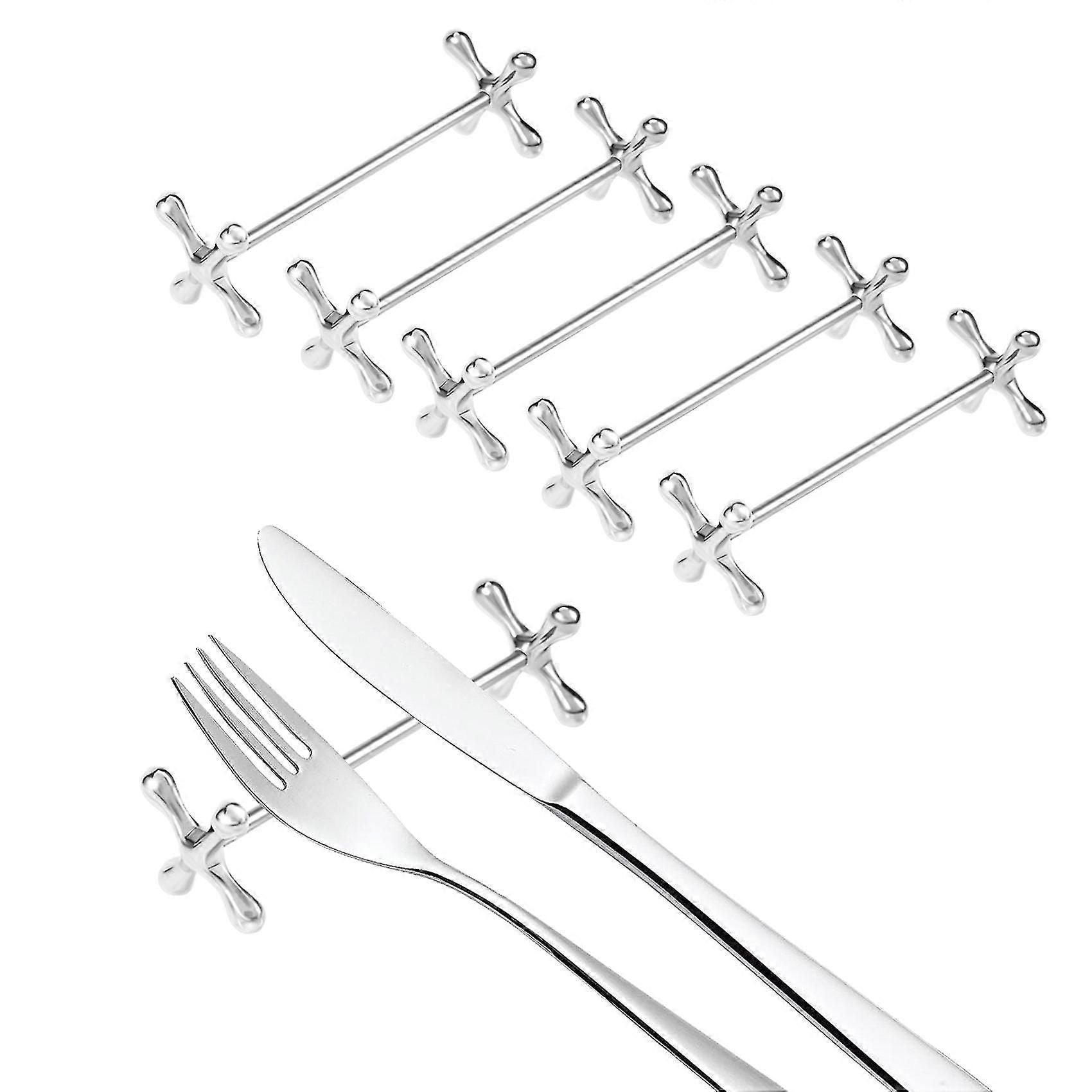 6 Pcs Zinc Alloy Chopsticks Rest Spoons Stand Forks Knifes Holder Rack Stand Metal Craft Table Decoration