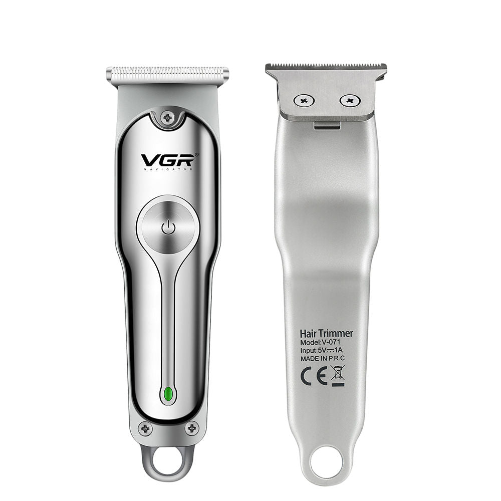 Men’s Electric Hair Clipper Silver USB Rechargeable Trimmer Kit