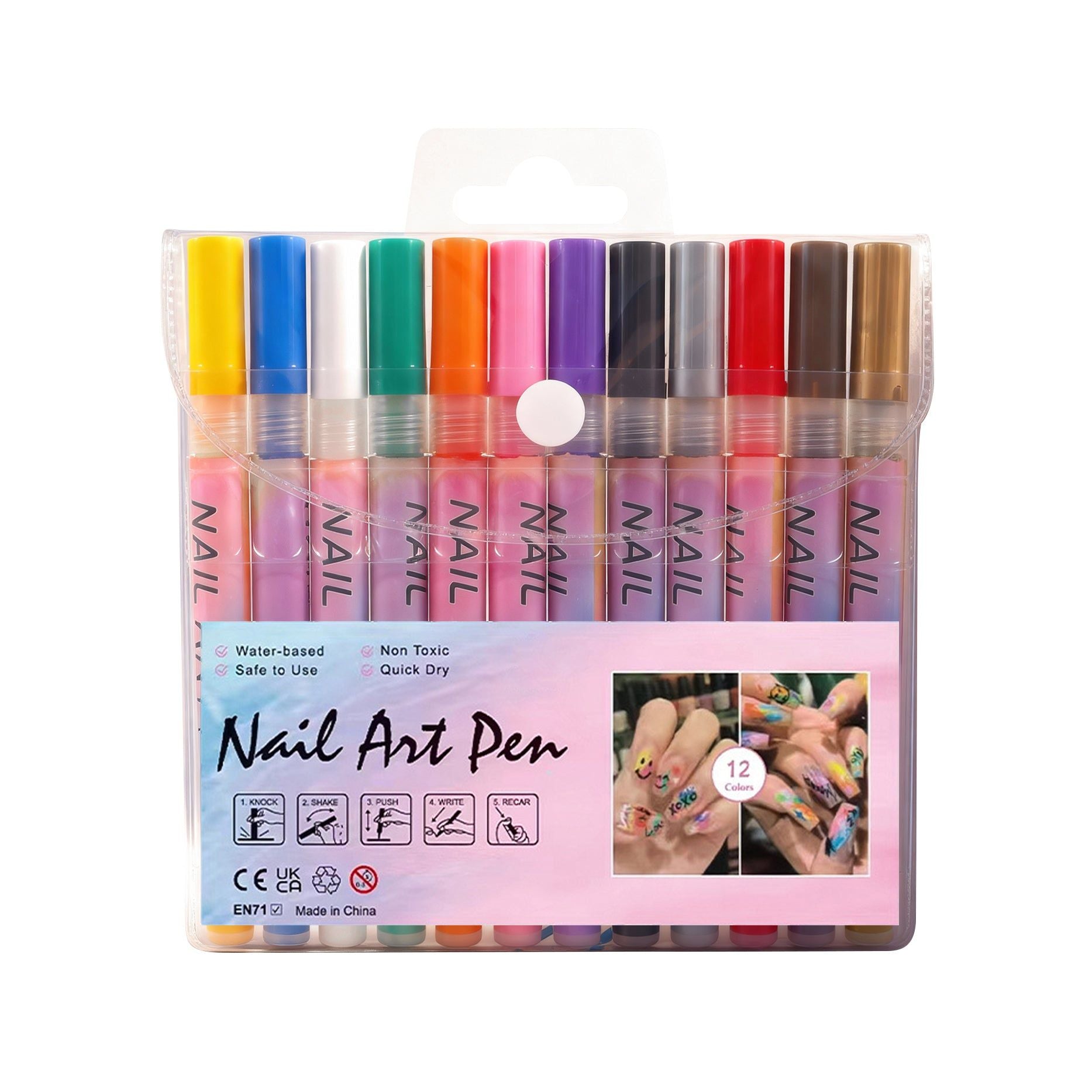 Creative Nail Art Graffiti Pen, Bright Color, Easy to Use, Waterproof, Trendy Nail Products ,12pieces