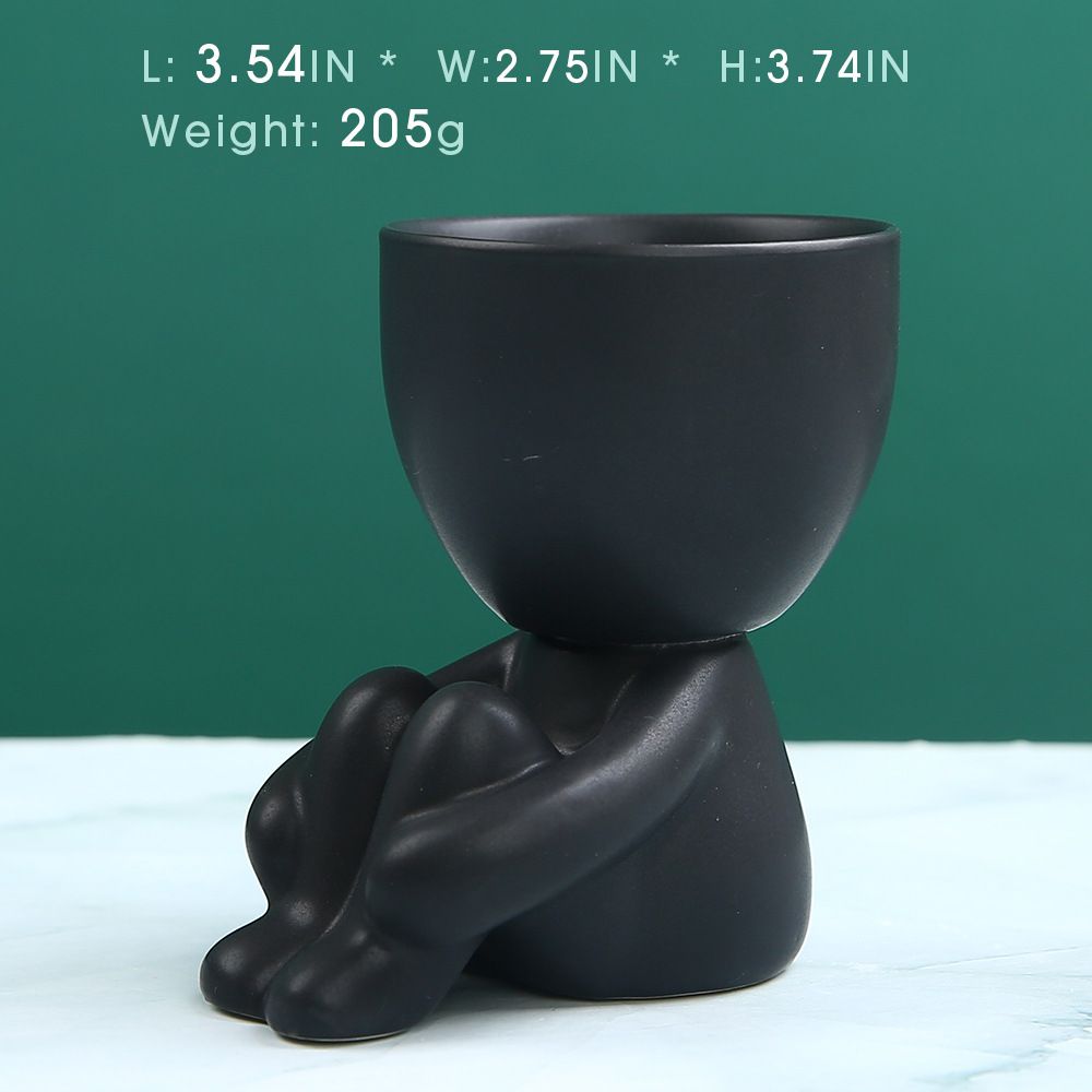 Mini-family Flowerpot Human Being Shape Ceramic Desktop Planter Container For Succulents
