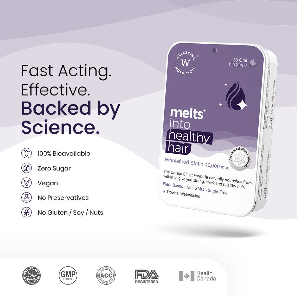 Wellbeing Nutrition Healthy Hair vitamin - Plant Based Biotin, Palmetto for Hair Nutrition, Hair Growth