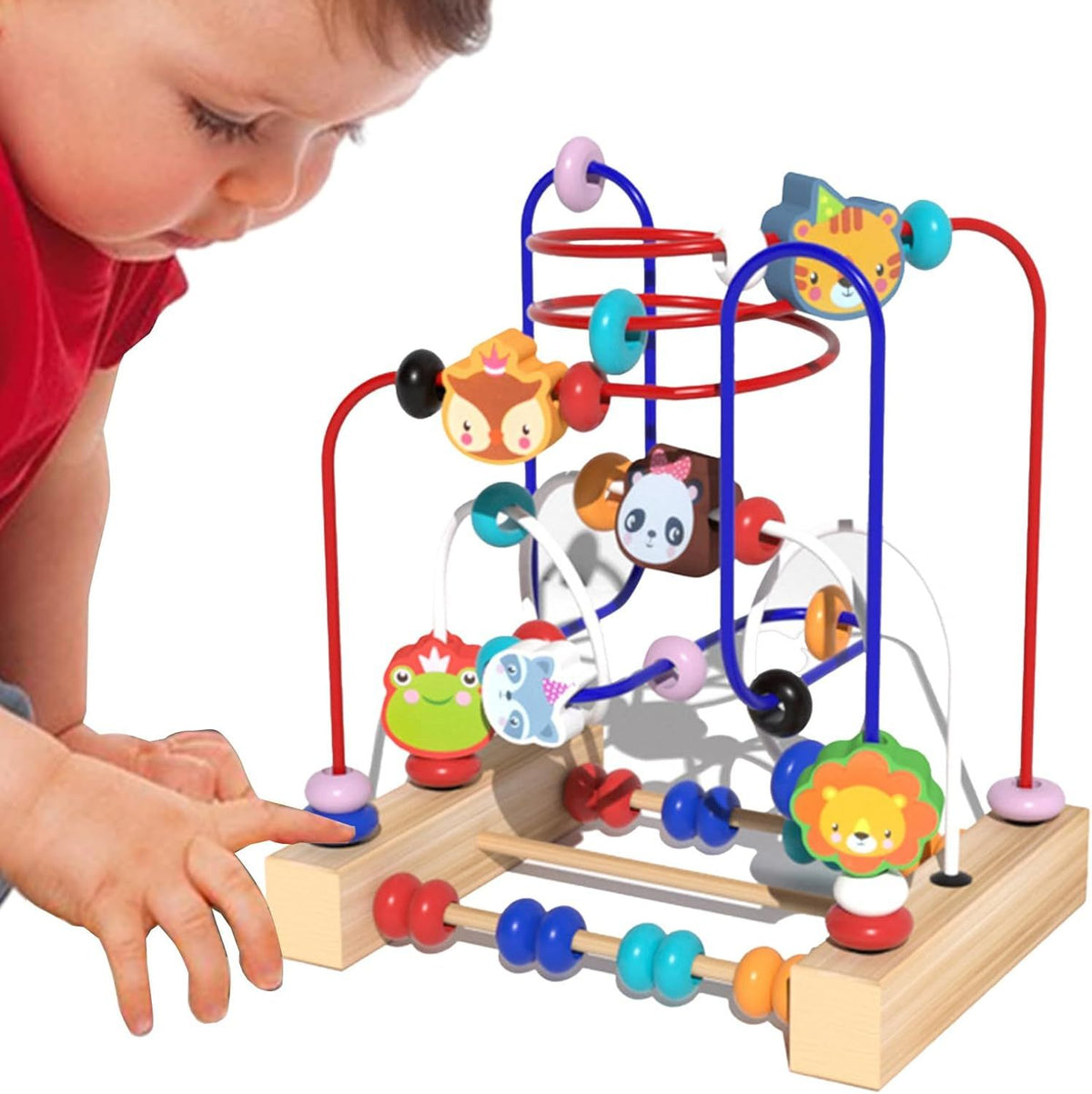 Bead Roller Coaster Wooden Bead Maze Roller Coaster Educational Circle Toy
