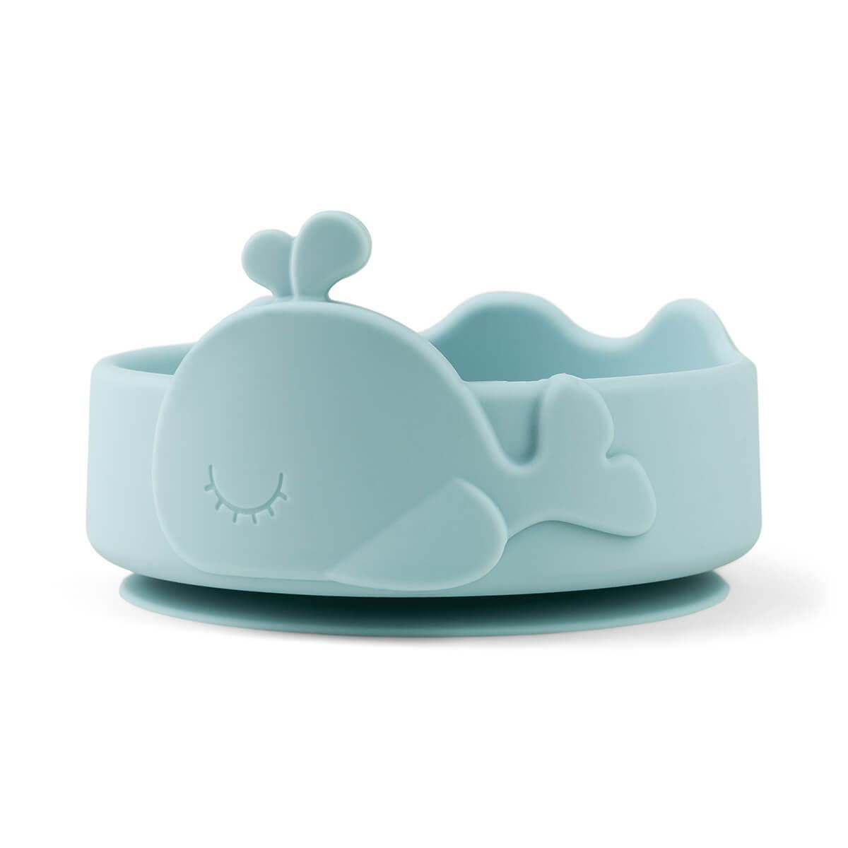 Done By Deer Silicone Stick&Stay Bowl & Baby Spoon Wally Blue